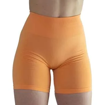 Bright Colors Maybe See Through Not Squat Proof Summer Workout Shorts for Women Seamless Scrunch Running Shorts (XS, Papaya)