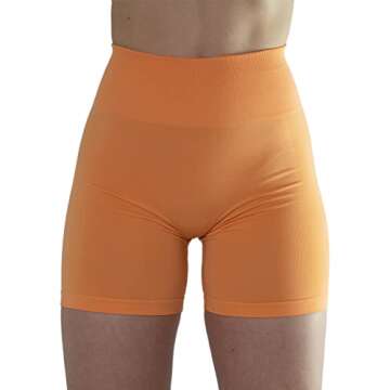 Bright Colors Maybe See Through Not Squat Proof Summer Workout Shorts for Women Seamless Scrunch Running Shorts (XS, Papaya)
