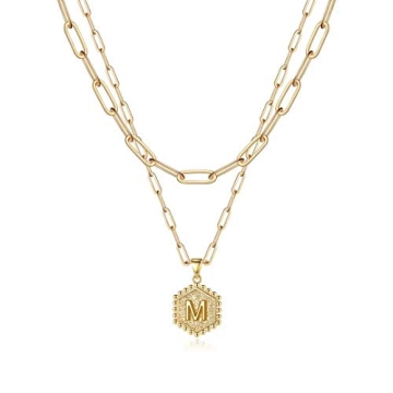M MOOHAM Gold Layered Initial Necklaces for Women Trendy