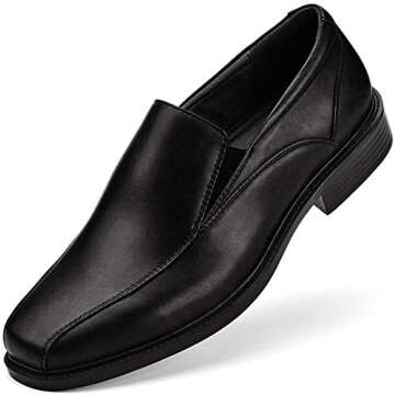 Men's Black Slip-On Loafer Classic Formal Leader Dress Shoes Black 10.5