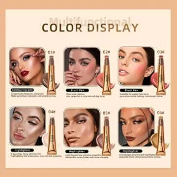 Liquid Blush Beauty Wand, Matte Liquid Highlight Blush with Cushion Applicator Attached Easy to Blend, Smooth Natural Matte Finish Contour Beauty Wand Face Blush Makeup Stick (3# Blush Peach)