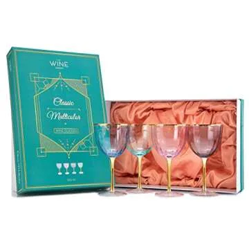 Vintage Art Deco Stemmed Wine Glasses | Set of 4 | 12.5 oz Crystal Classic Cocktail Glassware - Red & White Wine, Whiskey, Water, Cosmopolitan, Sidecar, Crystal Speakeasy Style Saucer Stem Goblets