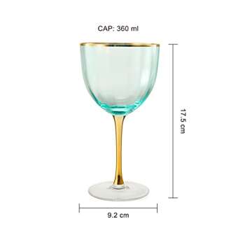 Vintage Art Deco Stemmed Wine Glasses | Set of 4 | 12.5 oz Crystal Classic Cocktail Glassware - Red & White Wine, Whiskey, Water, Cosmopolitan, Sidecar, Crystal Speakeasy Style Saucer Stem Goblets