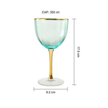 Vintage Art Deco Stemmed Wine Glasses | Set of 4 | 12.5 oz Crystal Classic Cocktail Glassware - Red & White Wine, Whiskey, Water, Cosmopolitan, Sidecar, Crystal Speakeasy Style Saucer Stem Goblets