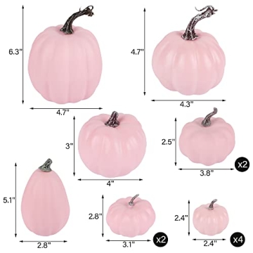 Winemana 12 Pcs Pink Pumpkins for Fall Decor