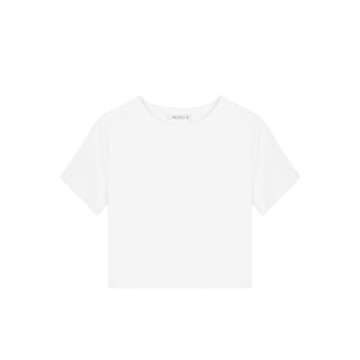 REORIA Women's Summer Cute Short Sleeve High Neck Double Lined Tight Casual Basic T Shirts Yoga Crop Tops Tees White Small