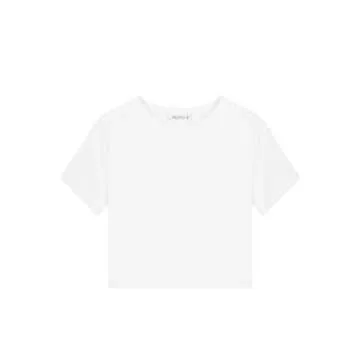 REORIA Women's Summer Cute Short Sleeve High Neck Double Lined Tight Casual Basic T Shirts Yoga Crop Tops Tees White Small