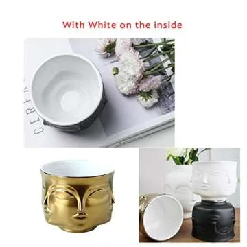 Poitemsic Personality White Ceramic Small Succulent Cactus Face Planter Head Face Flowers Plant Pots Vase