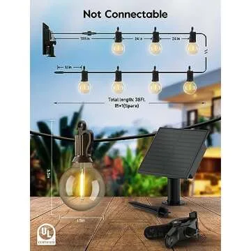 Minetom Solar Outdoor Lights - 38 FT Solar String Lights with USB Port, Commercial Waterproof Shatte...