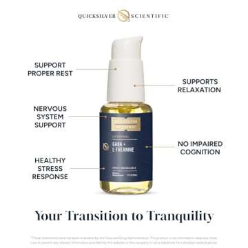 Quicksilver Scientific Liposomal GABA + L Theanine - Calm, Stress Response & Brain Support - Bioavailable GABA Supplement with L Theanine 100mg (1.7oz/50ml)