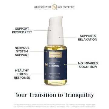 Quicksilver Scientific Liposomal GABA + L Theanine - Calm, Stress Response & Brain Support - Bioavailable GABA Supplement with L Theanine 100mg (1.7oz/50ml)