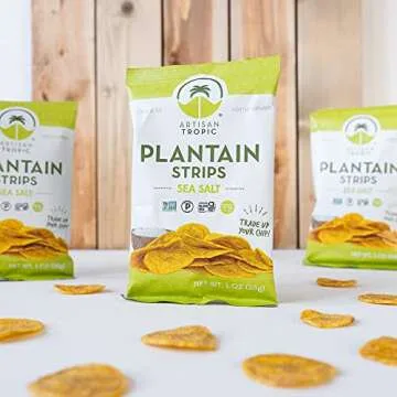 ARTISAN TROPIC Plantain Strips Sea Salt - 6 Pack, 1oz - Vegan, Paleo, Gluten Free Chips - Individual Bags Healthy Snacks for School, Gym, Kids – Whole 30 Approved Foods Baked Banana Chips