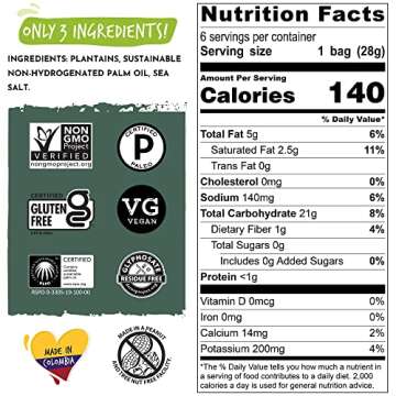 ARTISAN TROPIC Plantain Strips Sea Salt - 6 Pack, 1oz - Vegan, Paleo, Gluten Free Chips - Individual Bags Healthy Snacks for School, Gym, Kids – Whole 30 Approved Foods Baked Banana Chips