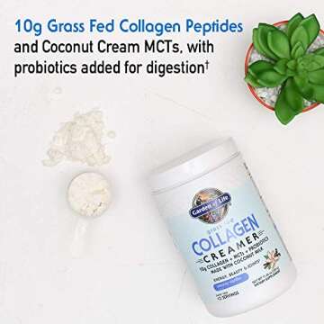 Garden of Life Grass Fed Collagen Creamer Powder - Vanilla, 12 Servings, Collagen Powder for Coffee Energy Beauty Joints, Collagen Peptides Powder, Coconut MCTs, Keto Collagen Protein Supplements