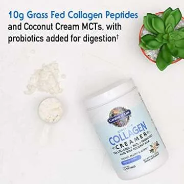 Garden of Life Grass Fed Collagen Creamer Powder - Vanilla, 12 Servings, Collagen Powder for Coffee Energy Beauty Joints, Collagen Peptides Powder, Coconut MCTs, Keto Collagen Protein Supplements