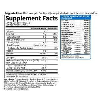 Garden of Life Grass Fed Collagen Creamer Powder - Vanilla, 12 Servings, Collagen Powder for Coffee Energy Beauty Joints, Collagen Peptides Powder, Coconut MCTs, Keto Collagen Protein Supplements