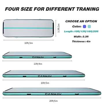CANWAY Air Tumble Track Inflatable Gymnastics Mat 10ft/13ft/16ft/20ft Gymnastics Training Mat with E...