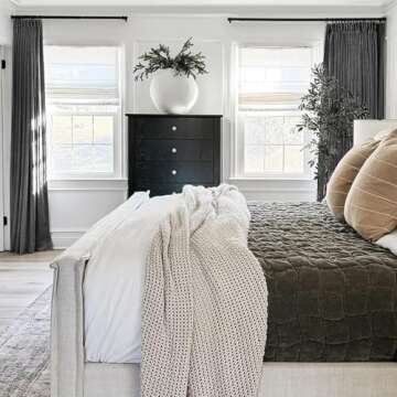 TWOPAGES 100 W x 84 L inch Pinch Pleat Darkening Drape Faux Linen Curtain with Blackout Lining Drapery Panel for Living Room Bedroom Meetingroom Club Theater Patio Door (1 Panel),Carbon Grey