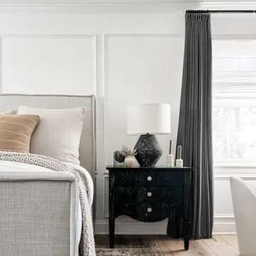 TWOPAGES 100 W x 84 L inch Pinch Pleat Darkening Drape Faux Linen Curtain with Blackout Lining Drapery Panel for Living Room Bedroom Meetingroom Club Theater Patio Door (1 Panel),Carbon Grey