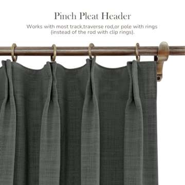 TWOPAGES 100 W x 84 L inch Pinch Pleat Darkening Drape Faux Linen Curtain with Blackout Lining Drapery Panel for Living Room Bedroom Meetingroom Club Theater Patio Door (1 Panel),Carbon Grey