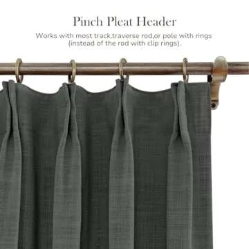 TWOPAGES 100 W x 84 L inch Pinch Pleat Darkening Drape Faux Linen Curtain with Blackout Lining Drapery Panel for Living Room Bedroom Meetingroom Club Theater Patio Door (1 Panel),Carbon Grey