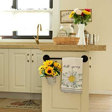 GEEORY Spring Kitchen Towels for Spring Decor White Daisy Dish Towels 18 x 26 Inch Ultra Absorbent B...