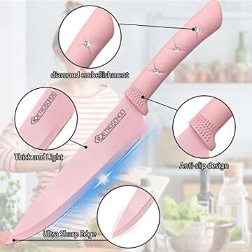 Retrosohoo Pink Flower Knife Set - Beautifully Functional Knives