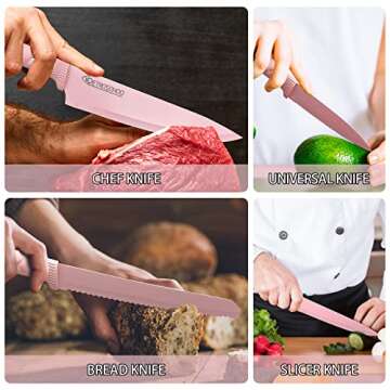 Retrosohoo Pink Flower Knife Set - Beautifully Functional Knives