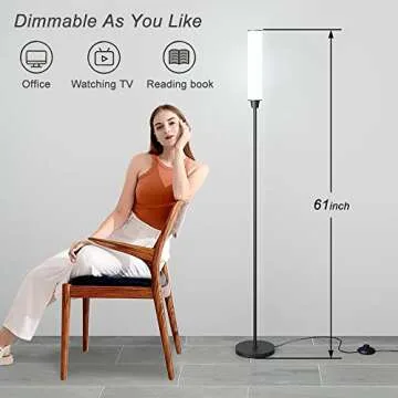 Nukanu Floor Lamp with Remote Control,Bright Floor Lamps for Living Room/Bedroom/Office, Stepless Ad...