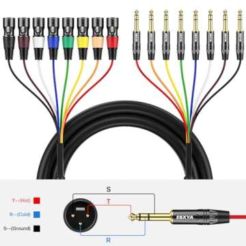 EBXYA 8 Channel TRS to XLR Snake Cable 10ft