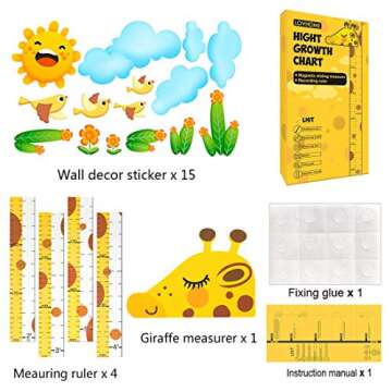 Adorable 3D Movable Giraffe Height Growth Chart - Nursery Wall Decor