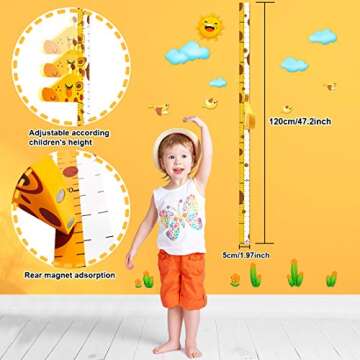 Cute 3D Giraffe Baby Height Chart for Kids Rooms