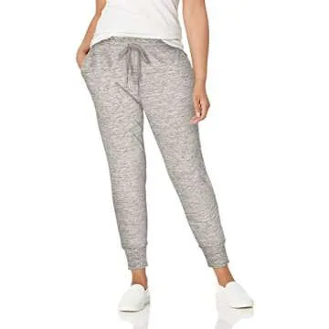 Daily Ritual Women's Terry Cotton and Modal Drawstring Jogger Pant, Grey Heather, Space Dye, Medium