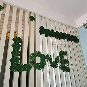 LUOSHAORU Artificial Palm Leaves 36pcs Fake Green Leaf,Faux Monstera Leaves Tropical Faux Leaves for Safari Jungle Hawaiian Luau Party Table Decoration Wedding Birthday Theme Party