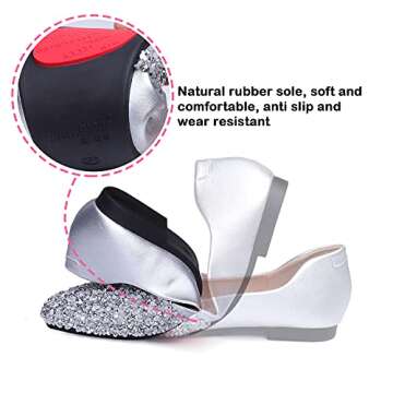 QXCGDYXT Silver Flats Shoes Women Rhinestone Square Fashion Ballet Flats Wedding Flats for Women Comfortable Slip on Low Heel Dress Shoes Size - 8.5