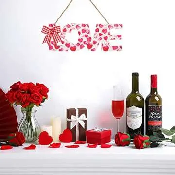 Bagnizer Valentine Hello Wooden Door Sign with Bow Decoration