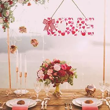 Bagnizer Valentine Hello Wooden Door Sign with Bow Decoration