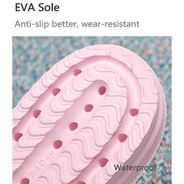 Pillow Slippers for Women, Non-Slip Massage Foam Shower Bathroom Home Floor Thick Sole Quick Drying ...