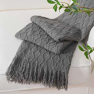 BATTILO HOME Dark Grey Throw Blanket - Elegant Sofa Accent, Cozy Comfort