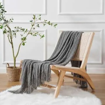 BATTILO HOME Dark Grey Knitted Throw Blanket 50"x60"