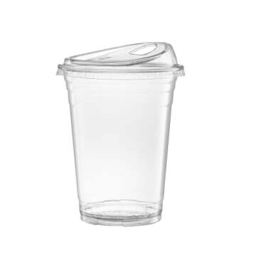 Comfy Package [16 oz. - 50 Sets Crystal Clear Plastic Cups With Strawless Sip-Lids