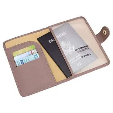 ZOPPEN Passport Holder Women, Passport Cover Travel Wallet Rfid Blocking Passport Wallet Cover Case Travel Essentials Document Organizer, Dusty Pink