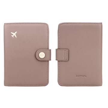 ZOPPEN Passport Holder Women, Passport Cover Travel Wallet Rfid Blocking Passport Wallet Cover Case Travel Essentials Document Organizer, Dusty Pink