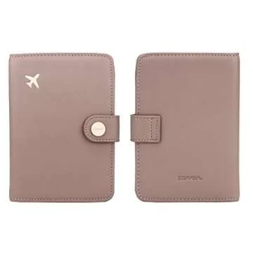 ZOPPEN Passport Holder Women, Passport Cover Travel Wallet Rfid Blocking Passport Wallet Cover Case Travel Essentials Document Organizer, Dusty Pink