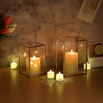 Elegant Gold Glass Hurricane Candle Holders Set