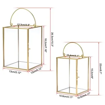 Elegant Gold Glass Hurricane Candle Holders Set