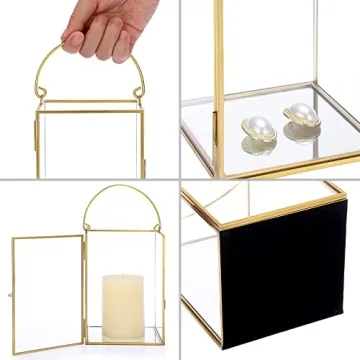 Elegant Gold Glass Hurricane Candle Holders Set