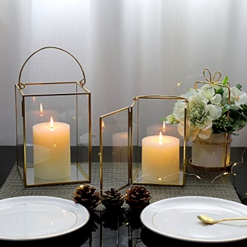 Elegant Gold Glass Hurricane Candle Holders Set