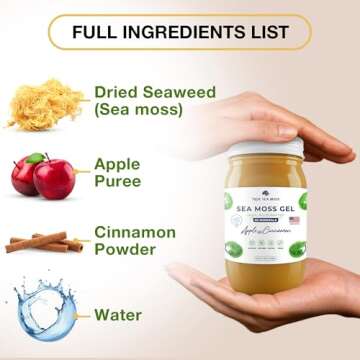 TrueSeaMoss Wildcrafted Irish Sea Moss Gel - Made with Dried Seaweed & Fresh Sea Vegetables, Seamoss, Antioxidant Supports Digestion - Made in USA (Apple/Cinnamon, Pack of 1)