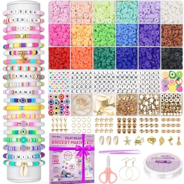 Gionlion Friendship Bracelet Kit Concert Bracelets Merch, 5200 Pcs Clay Beads Bracelet Making Kit fo...